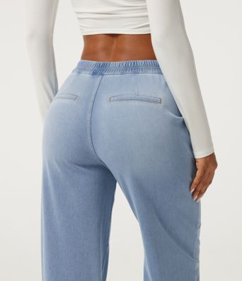 Halara Flex™ Mid Rise Barrel Leg Casual Jeans with Pockets Halara Flex™ Mid Rise Barrel Leg Casual Jeans with Pockets