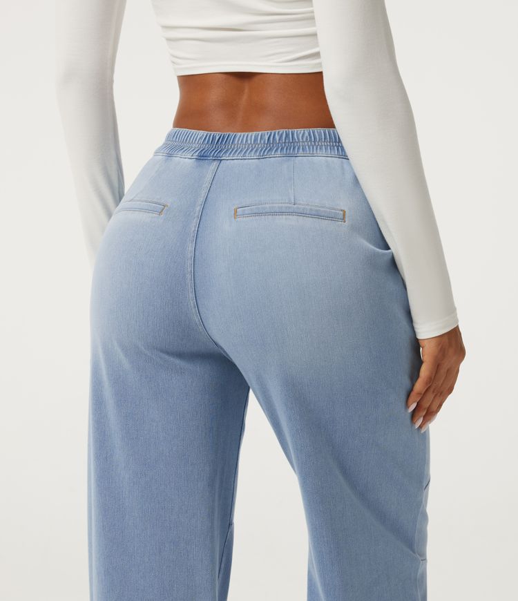 Halara Flex™ Mid Rise Barrel Leg Casual Jeans with Pockets Halara Flex™ Mid Rise Barrel Leg Casual Jeans with Pockets