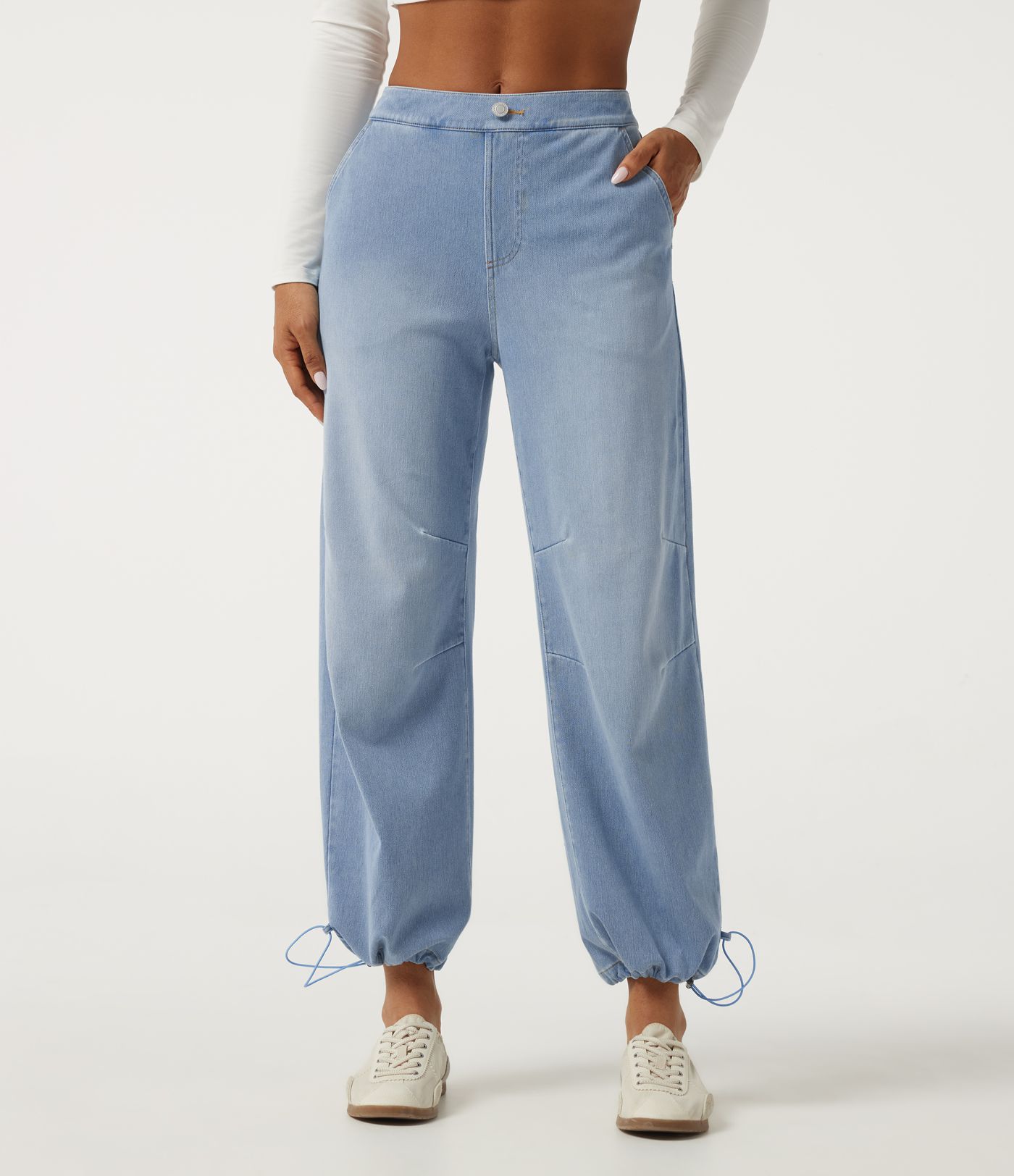 Halara Flex™ Mid Rise Barrel Leg Casual Jeans with Pockets Halara Flex™ Mid Rise Barrel Leg Casual Jeans with Pockets
