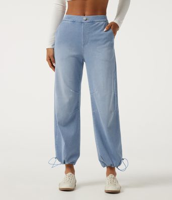 Halara Flex™ Mid Rise Barrel Leg Casual Jeans with Pockets Halara Flex™ Mid Rise Barrel Leg Casual Jeans with Pockets