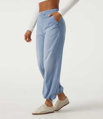 Halara Flex™ Mid Rise Barrel Leg Casual Jeans with Pockets Halara Flex™ Mid Rise Barrel Leg Casual Jeans with Pockets