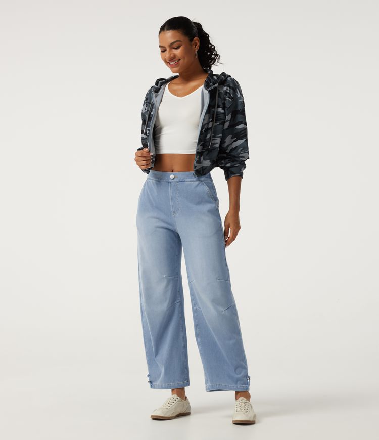Halara Flex™ Mid Rise Barrel Leg Casual Jeans with Pockets Halara Flex™ Mid Rise Barrel Leg Casual Jeans with Pockets