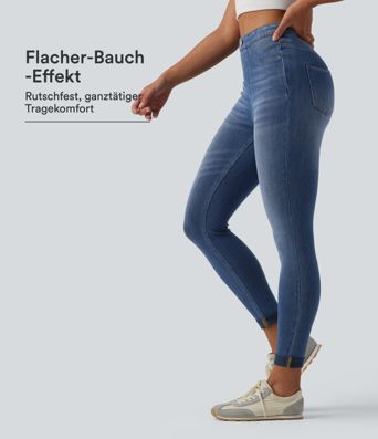 Halara Flex™ - Lässige Denim-Leggings mit hohem Bund, Gesäßtaschen und Bauchkontrolle Halara Flex™ - Lässige Denim-Leggings mit hohem Bund, Gesäßtaschen und Bauchkontrolle