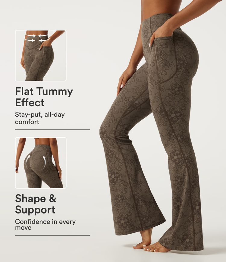 Halara UltraSculpt™ High Waisted Tummy Control Butt Lifting Contrast Lace Flare Yoga Leggings with Pockets Halara UltraSculpt™ High Waisted Tummy Control Butt Lifting Contrast Lace Flare Yoga Leggings with Pockets