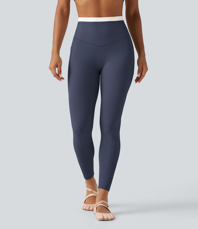 Mood Indigo Halara UltraSculpt™ High Waisted Tummy Control Color Block Skinny Yoga Leggings with Pockets / 2