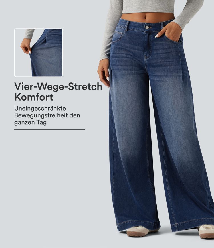 Halara Flex™ - Lässige Baggy-Jeans mit mittelhohem Bund und mehreren Taschen Halara Flex™ - Lässige Baggy-Jeans mit mittelhohem Bund und mehreren Taschen