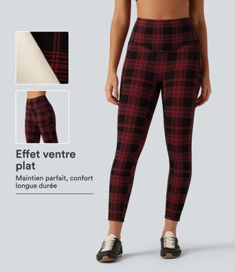 Legging de sport Halara UltraSculpt™ imprimé à carreaux, taille haute gainant et doublé polaire avec poches Legging de sport Halara UltraSculpt™ imprimé à carreaux, taille haute gainant et doublé polaire avec poches