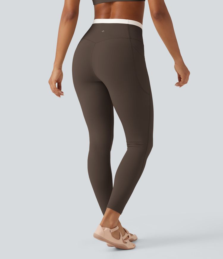 Hot Fudge Halara UltraSculpt™ High-Waisted bauchformende Color-Block Skinny Yoga-Leggings mit Taschen / 2