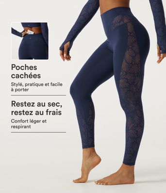 Legging de yoga SoftlyZero™ taille haute avec dentelle contrastée et poche Legging de yoga SoftlyZero™ taille haute avec dentelle contrastée et poche