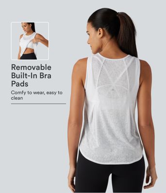 Sport-Tanktop mit rundem Ausschnitt, geschwungenem Saum und integriertem BH Sport-Tanktop mit rundem Ausschnitt, geschwungenem Saum und integriertem BH