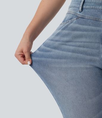 Halara Flex™ Plus Size High Waisted Split Capri Casual Slim Jeans with Pockets