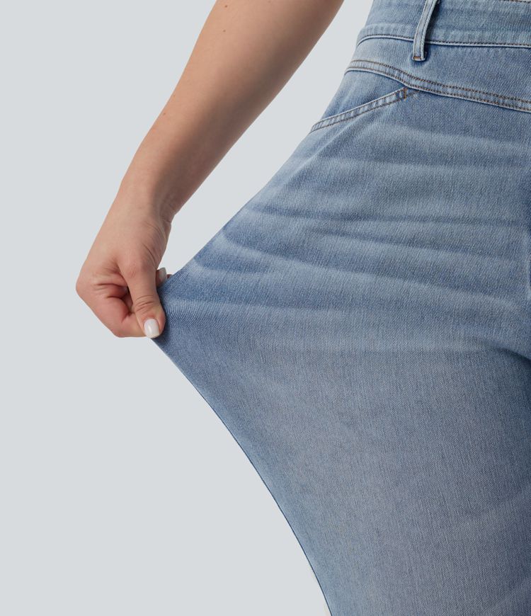 Halara Flex™ Plus Size High Waisted Split Capri Casual Slim Jeans with Pockets