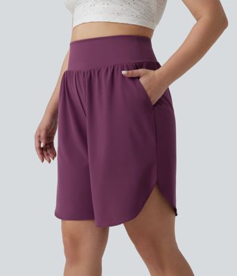 Plus Size Breezeful™ High Waisted Resort Shorts 8" with Pockets