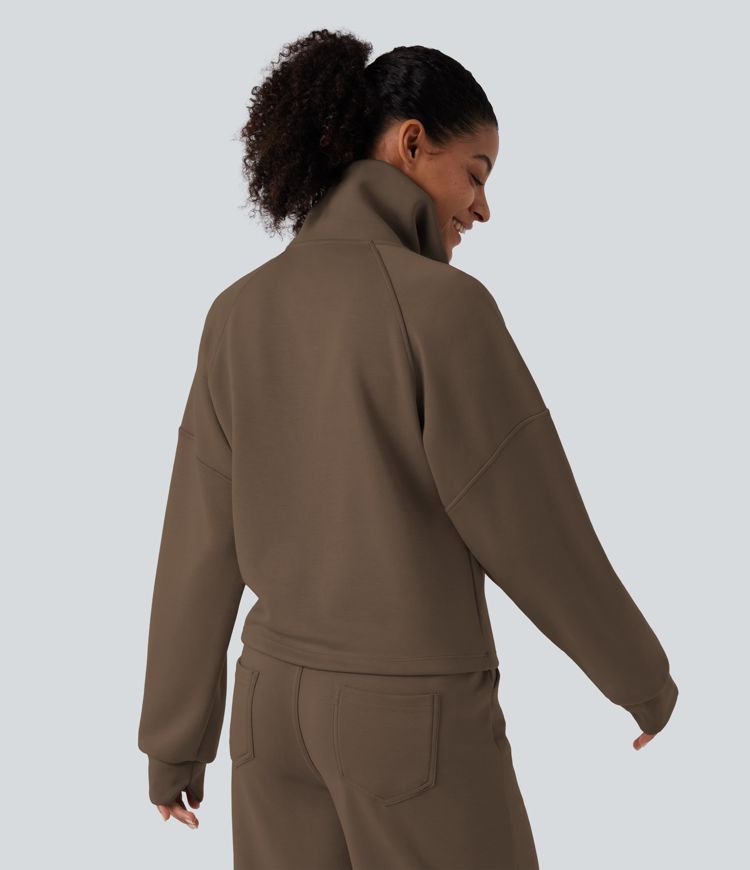 Mock Neck Half Zip Long Sleeve Work Sweatshirt Mock Neck Half Zip Long Sleeve Work Sweatshirt