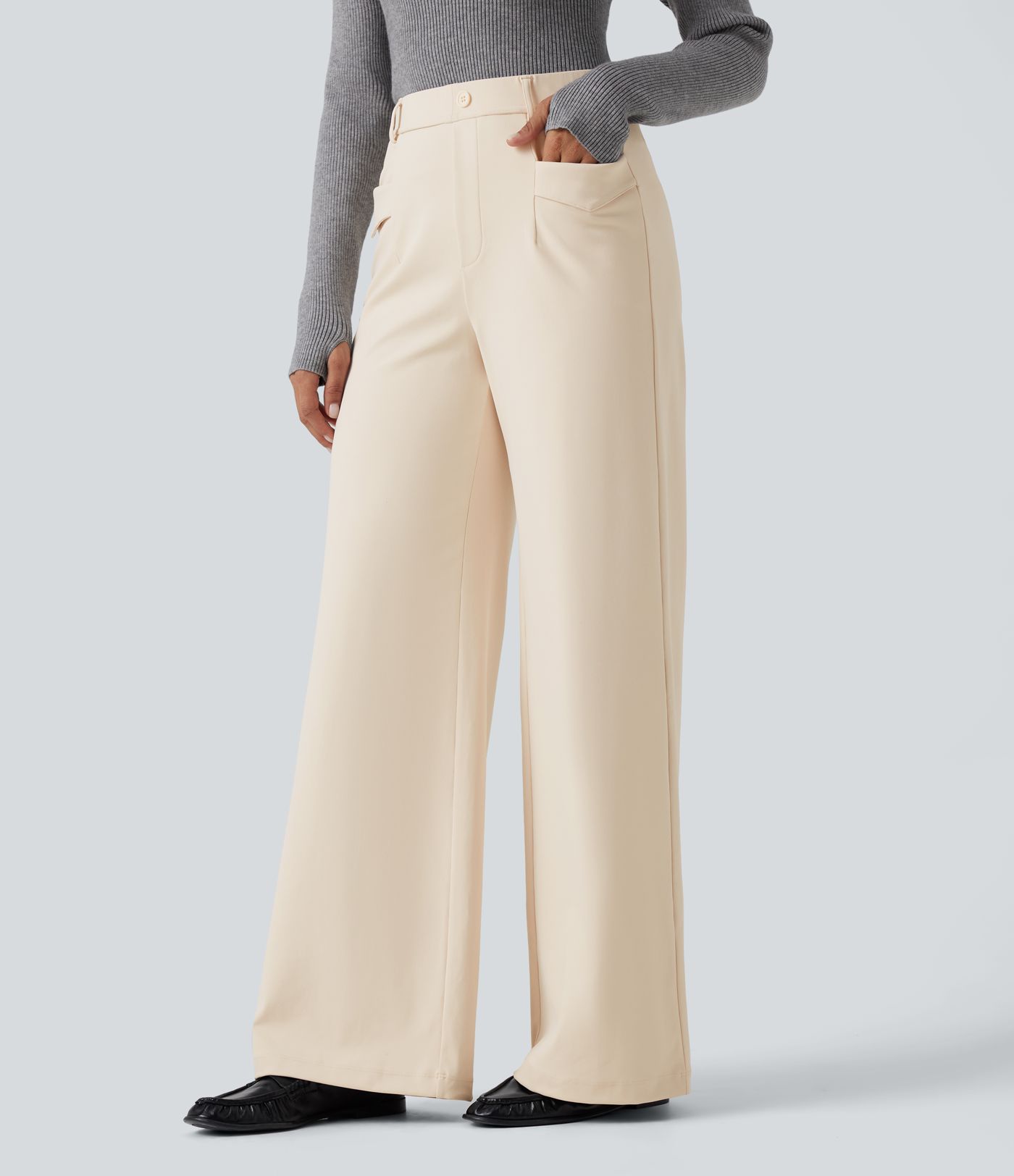 Halara Flex™ DayStretch Pantalones de trabajo de talle alto y pernera recta con tratamiento antiarrugas y bolsillos Halara Flex™ DayStretch Pantalones de trabajo de talle alto y pernera recta con tratamiento antiarrugas y bolsillos
