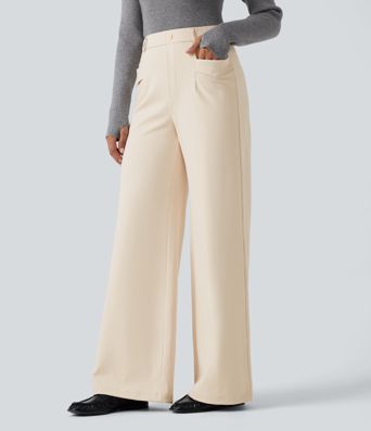 Halara Flex™ DayStretch Pantalones de trabajo de talle alto y pernera recta con tratamiento antiarrugas y bolsillos Halara Flex™ DayStretch Pantalones de trabajo de talle alto y pernera recta con tratamiento antiarrugas y bolsillos