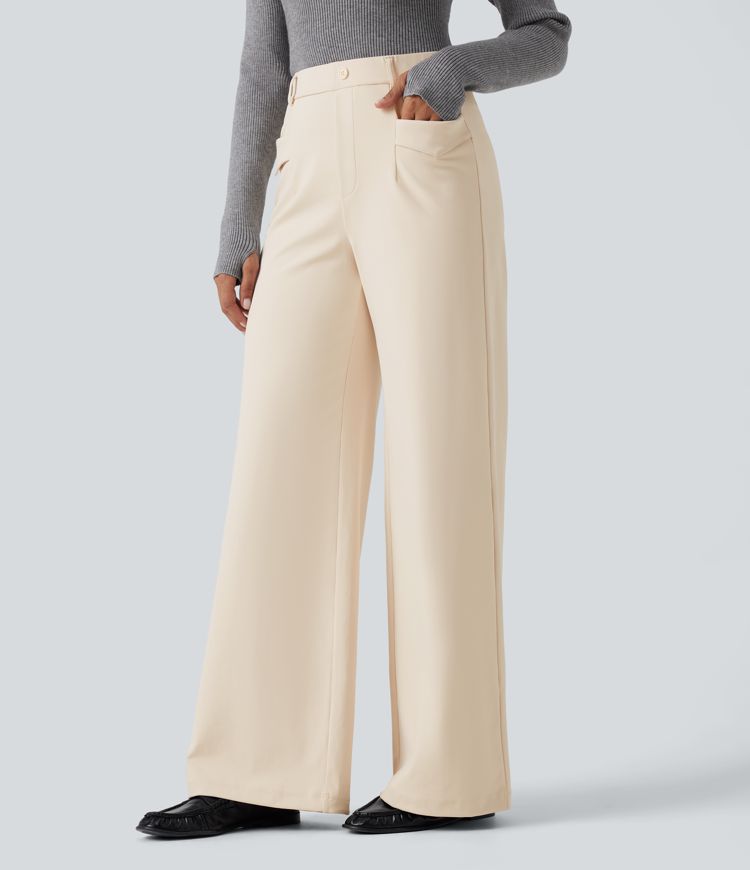 Halara Flex™ DayStretch Pantalones de trabajo de talle alto y pernera recta con tratamiento antiarrugas y bolsillos Halara Flex™ DayStretch Pantalones de trabajo de talle alto y pernera recta con tratamiento antiarrugas y bolsillos