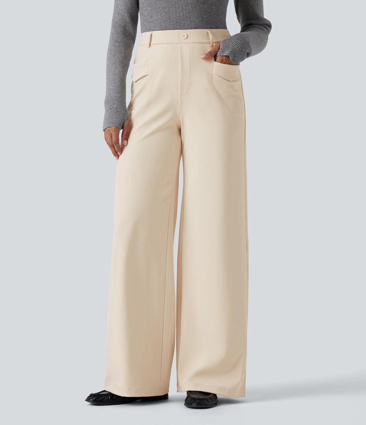 Halara Flex™ DayStretch Pantalones de trabajo de talle alto y pernera recta con tratamiento antiarrugas y bolsillos Halara Flex™ DayStretch Pantalones de trabajo de talle alto y pernera recta con tratamiento antiarrugas y bolsillos