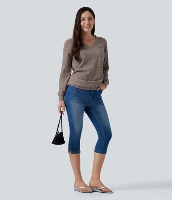 V Neck Long Sleeve Casual Top with Chest Pocket V Neck Long Sleeve Casual Top with Chest Pocket
