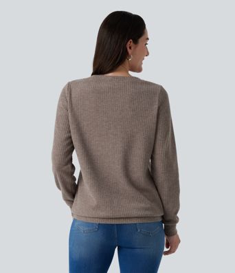V Neck Long Sleeve Casual Top with Chest Pocket V Neck Long Sleeve Casual Top with Chest Pocket
