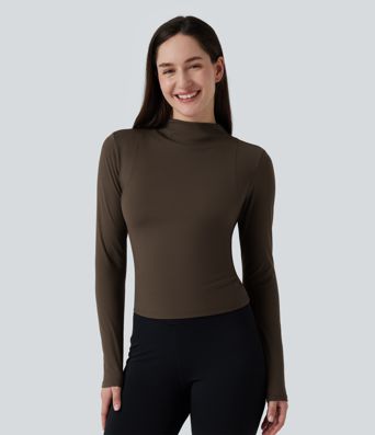 SoftlyZero™ Airy - haut de sport pour yoga à col montant (mock neck), manches longues, technologie InstantCool SoftlyZero™ Airy - haut de sport pour yoga à col montant (mock neck), manches longues, technologie InstantCool