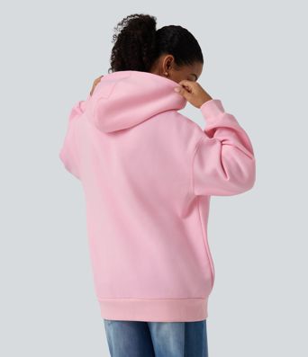 Hooded Round Neck Long Sleeve Casual Sweatshirt with Pocket