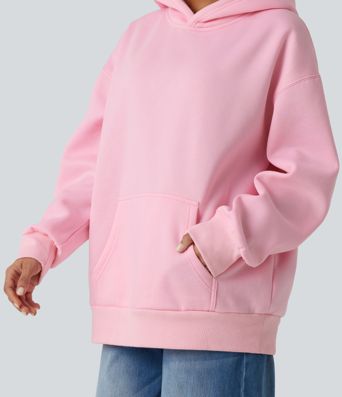 Hooded Round Neck Long Sleeve Casual Sweatshirt with Pocket