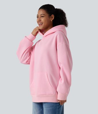 Hooded Round Neck Long Sleeve Casual Sweatshirt with Pocket