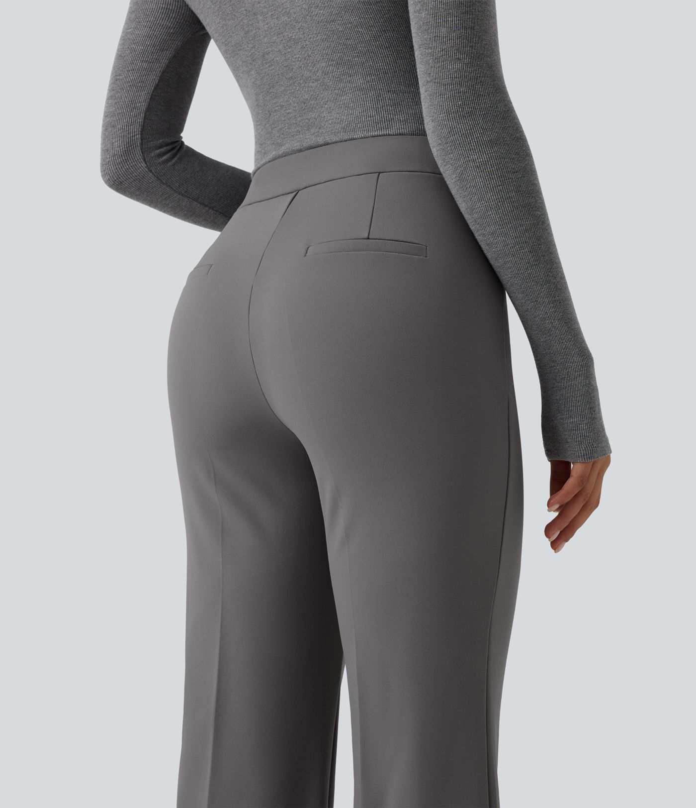 Mid Rise Flare Fleece Work Pants with Pockets
