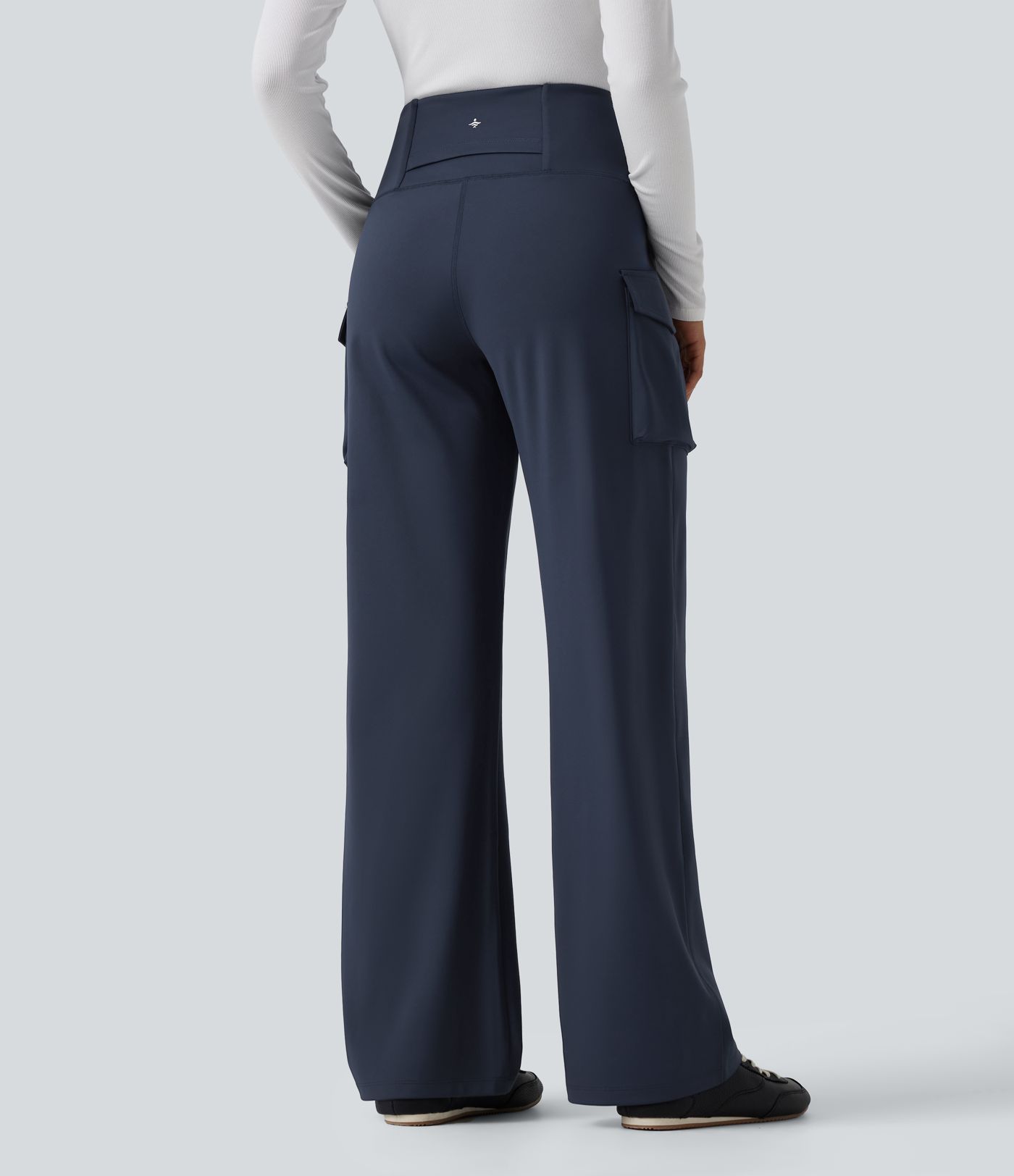 High Waisted Tummy Control Straight Leg Casual Cargo Pants with Pockets