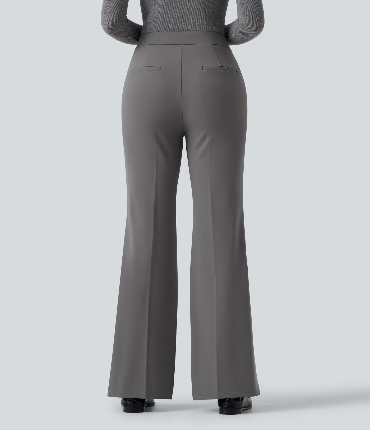Mid Rise Flare Fleece Work Pants with Pockets