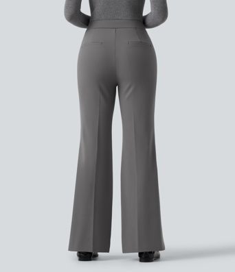 Mid Rise Flare Fleece Work Pants with Pockets