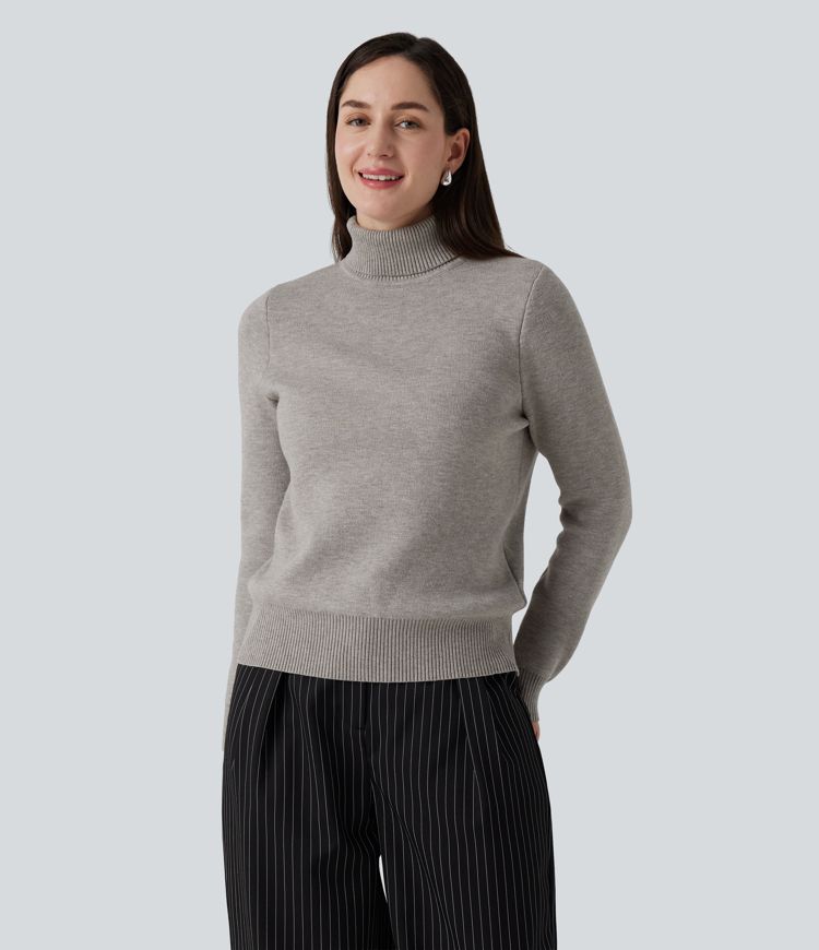 Büro-Pullover mit hohem Kragen und langen Ärmeln Büro-Pullover mit hohem Kragen und langen Ärmeln