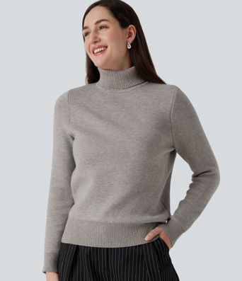 Büro-Pullover mit hohem Kragen und langen Ärmeln Büro-Pullover mit hohem Kragen und langen Ärmeln
