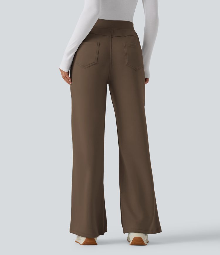 High Waisted Wide Leg Casual Sweatpants with Pockets
