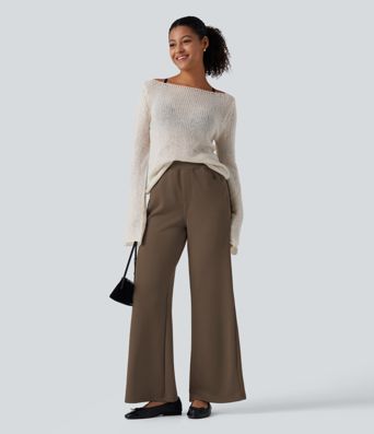 High Waisted Wide Leg Casual Sweatpants with Pockets