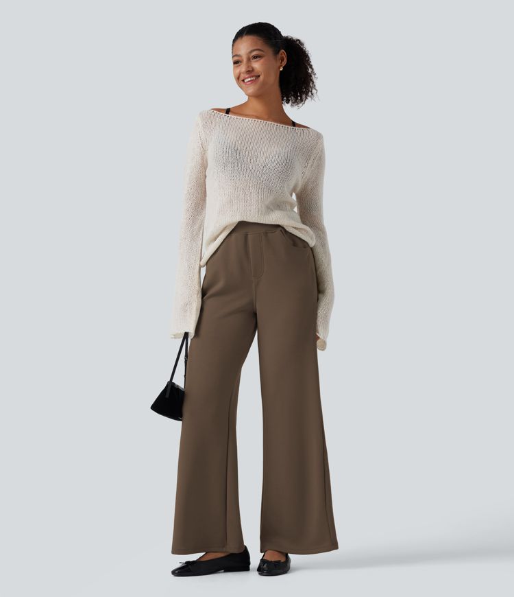 High Waisted Wide Leg Casual Sweatpants with Pockets