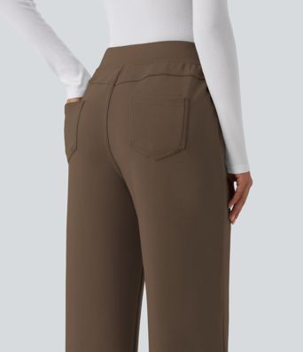 High Waisted Wide Leg Casual Sweatpants with Pockets
