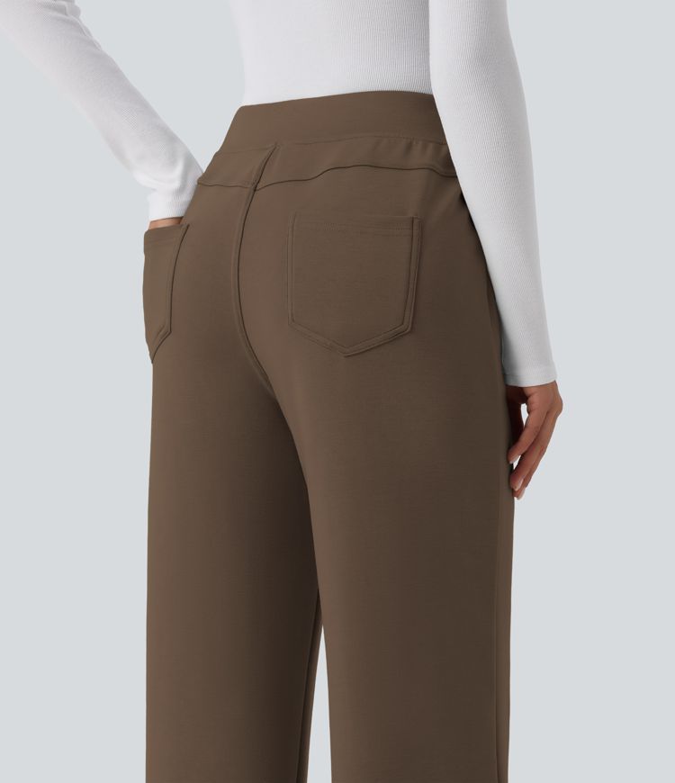 High Waisted Wide Leg Casual Sweatpants with Pockets