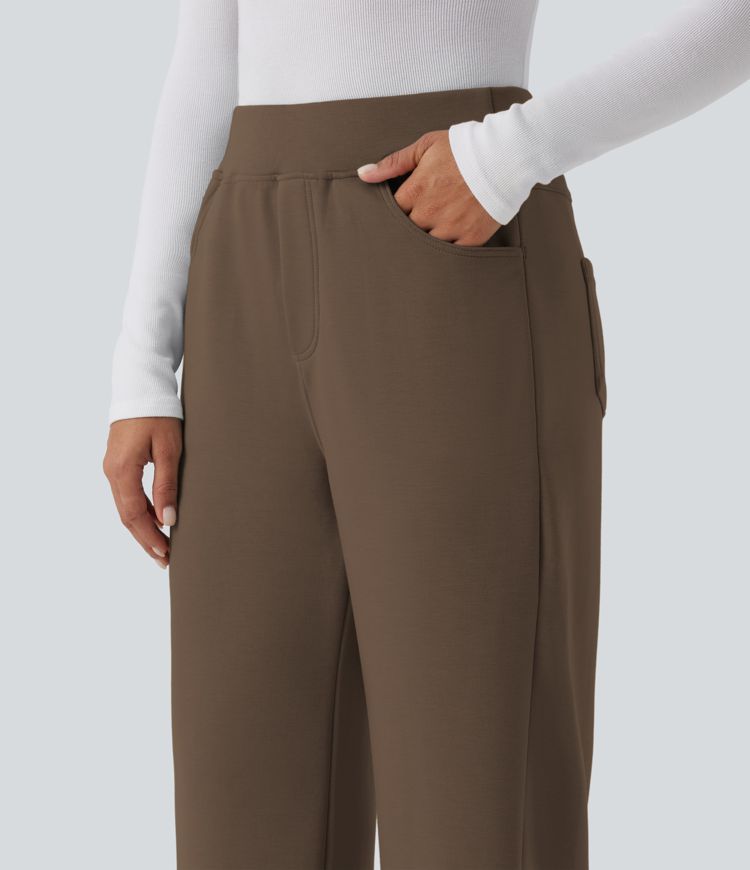 High Waisted Wide Leg Casual Sweatpants with Pockets