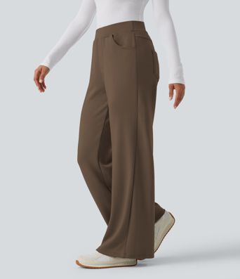 High Waisted Wide Leg Casual Sweatpants with Pockets