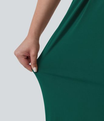 Plus Size Round Neck Short Sleeve Tie Front Wide Leg Party Jumpsuit with Pockets-Easy Peezy Edition