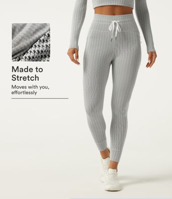 High Waisted Houndstooth Drawstring Yoga Legging with Pockets
