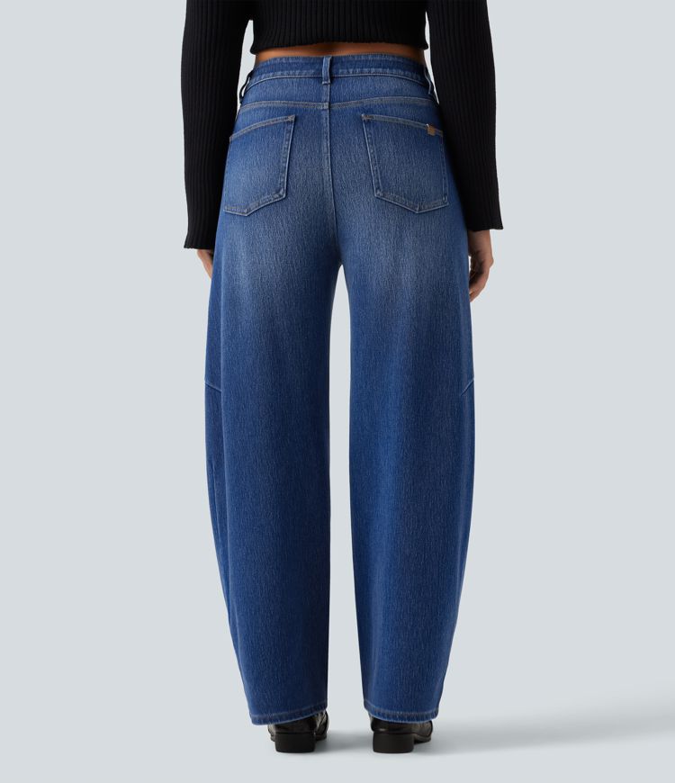 Halara Flex™ High Waisted Barrel Leg Casual Jeans with Pockets Halara Flex™ High Waisted Barrel Leg Casual Jeans with Pockets