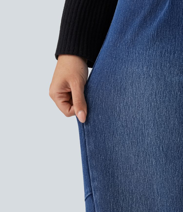 Halara Flex™ High Waisted Barrel Leg Casual Jeans with Pockets Halara Flex™ High Waisted Barrel Leg Casual Jeans with Pockets