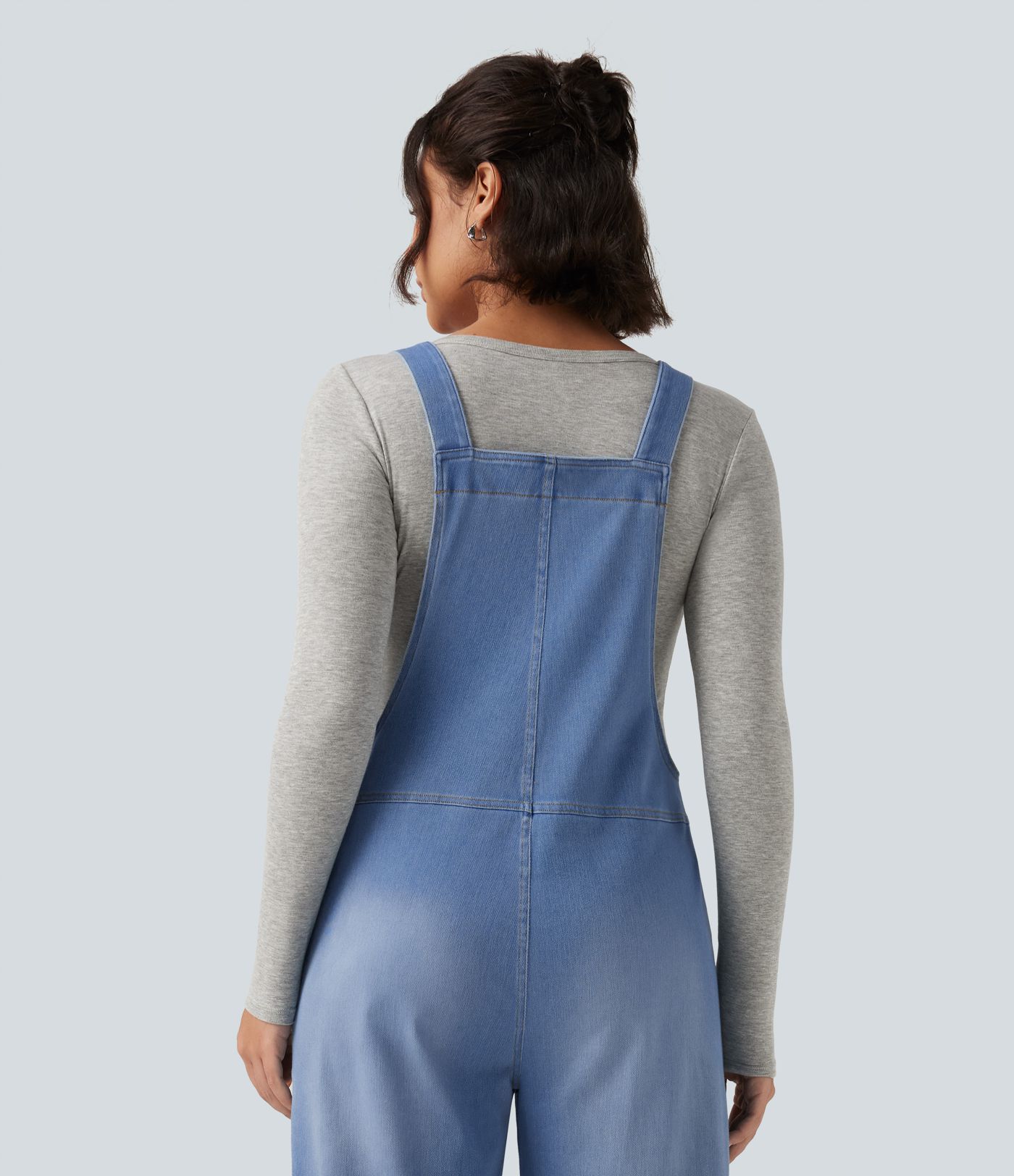 Halara Flex™ V Neck Sleeveless Barrel Leg Denim Casual Overalls with Pockets Halara Flex™ V Neck Sleeveless Barrel Leg Denim Casual Overalls with Pockets