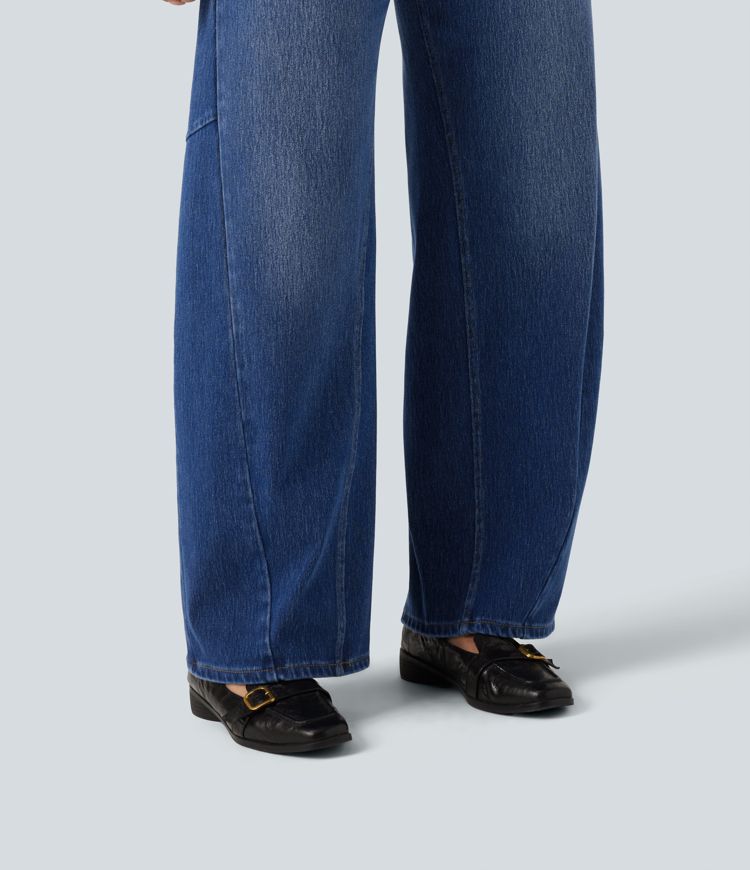 Halara Flex™ High Waisted Barrel Leg Casual Jeans with Pockets Halara Flex™ High Waisted Barrel Leg Casual Jeans with Pockets