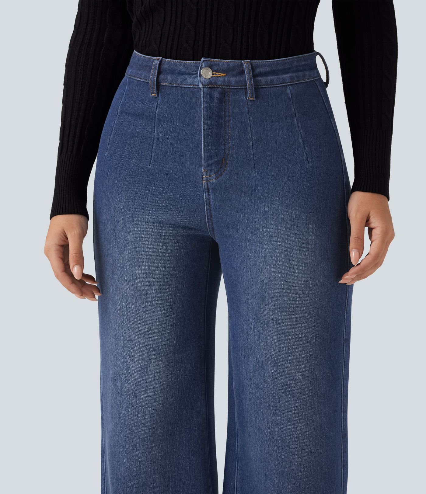Jean large en coton doublé polaire taille haute avec poches