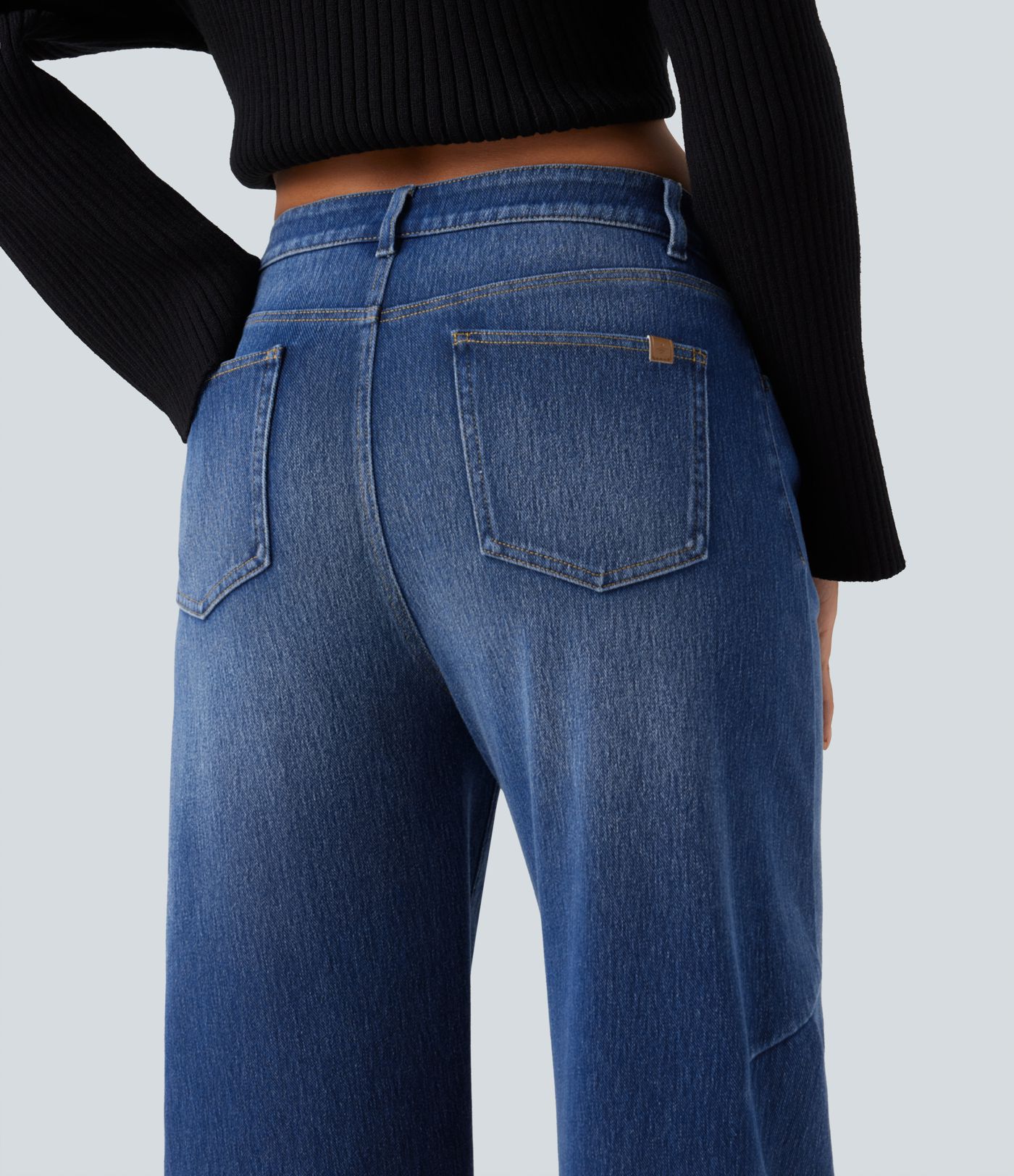 Halara Flex™ High Waisted Barrel Leg Casual Jeans with Pockets Halara Flex™ High Waisted Barrel Leg Casual Jeans with Pockets
