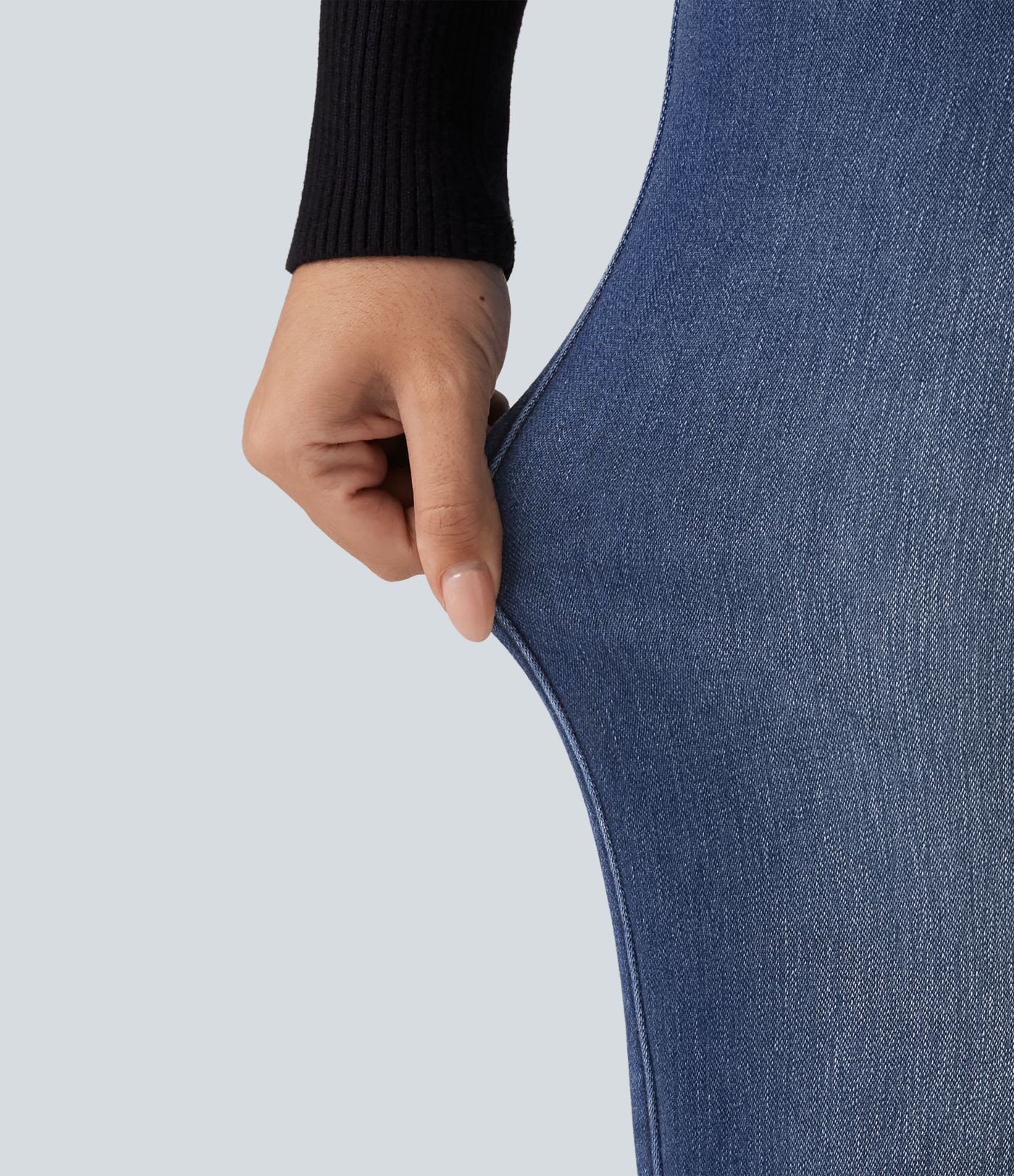 Jean large en coton doublé polaire taille haute avec poches